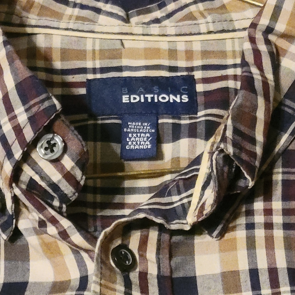 BASIC EDITIONS BUTTON DOWN SHIRT. MENS XL. - Picture 2 of 3